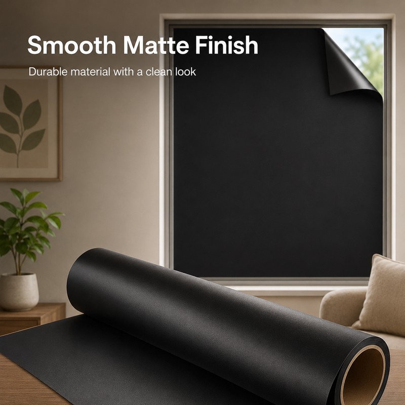 100% Blackout Window Privacy Film – Cut-to-Fit Opaque Light Blocking