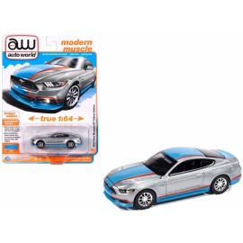 2017 Ford Mustang GT Tribute Edition DCD "Petty's Garage" Ingot Silver Metallic Petty Blue Red Stripes Modern Muscle Diecast Toy