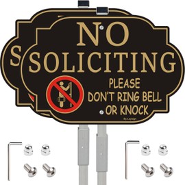 No Soliciting Sign for House with Stake 28" Tall | 12" x 8" Aluminum Metal Sign | Large No Trespassing Signs Private Property with Stake 36" Tall 14" x 10" Aluminum