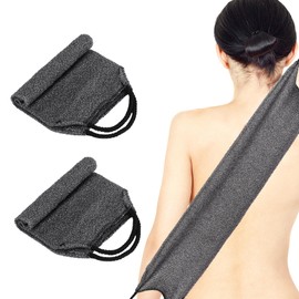 2 esponjas exfoliantes con asas, para ducha, nailon, exfoliante, para hombres y mujeres (gris)