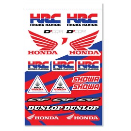 D'cor Visuals Decal Sheet for Dirt Bike & Motocross – Compatible with Honda CRF Models – Includes Showa, Pro Honda, Dunlop Logos – 12mil Graphics Kit