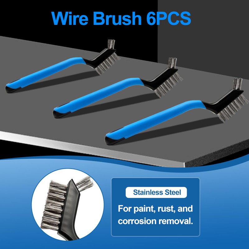 Mini Wire Brush Set 6Pcs - Stainless Steel Wire with