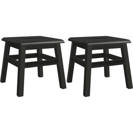 eHemco Solid Hardwood Step Stool for Adults and Kids, 12.25 Inches, Black, Set of 2