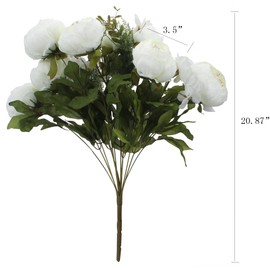 Duovlo Springs Flowers Artificial Silk Peony Bouquets Wedding Home Decoration,Pack of 1 (Spring White)