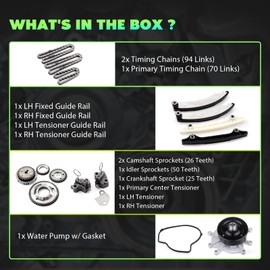 SCITOO Engine Timing Chain Kit with Water Pump - 9-0393SA 53021187AA Fit For Jeep Commander for Liberty Grand Cherokee Raider Dakota Nitro Ram 1500 Durango 3.7L