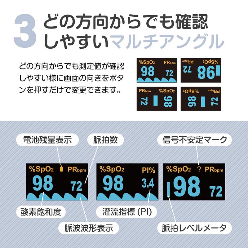 [医療機器認証]パルスオキシメーター 遮光カバー付 酸素濃度計 オートパワーオフ ポーチ付 ちゃいなび MD300CN