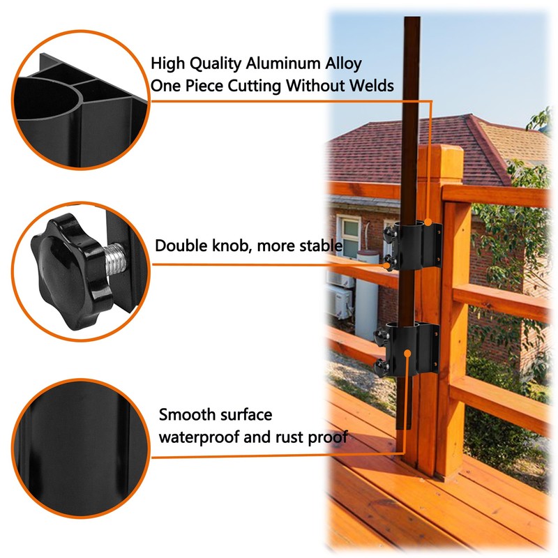 2PCS Patio Umbrella Holder, Outdoor Umbrella Base Clamp Mount Bracket