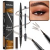 Eyebrow Pencil, 2-in-1 Dual-Ended Eyebrow Pencil, with Fork Tip Applicator,