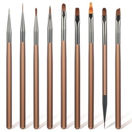Set of 9 nail art brush set, nail design brush for gel nails, acrylic gel brush for nails, UV gel brush set for nail design and embellishments