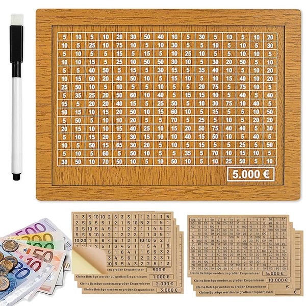 STFYUG Wooden Money Box, Money Box with Numbers Checks, Money