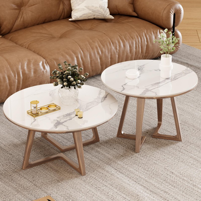 SSTBLEV Round Table Top, 23.6” White Sintered Stone Tabletop, DIY