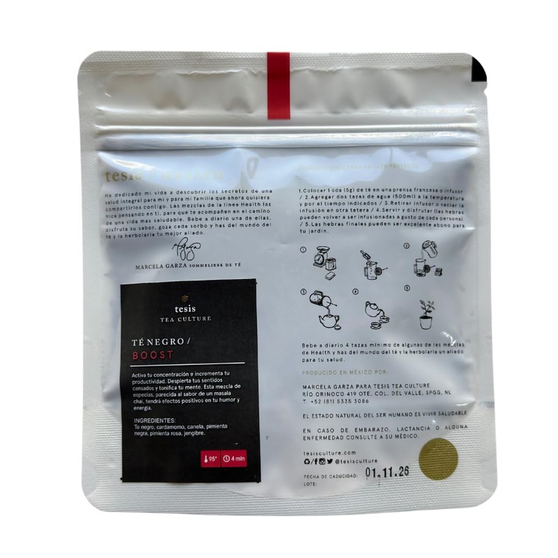 TESIS TÉ NEGRO PURO EN HEBRA CON PIMIENTA, CANELA Y