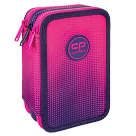 COOLPACK XXL Pencil Case 3-Compartment School Pencil Case Triple Pencil Case for One Girl Ombre Pink Pencil Case 44-Piece Filled Student Case 3-Tier Pink Pencil Case