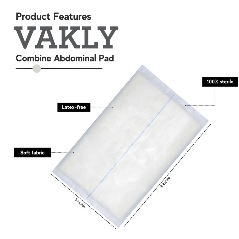 Vakly ABD Combine Abdominal Pads 5x9 Inches [20 Pack] High