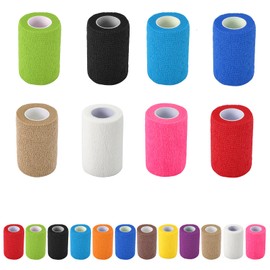8 Pack Self Adhesive Bandage Wrap, 3 in x 5 Yards Non-Woven Self Adherent Cohesive Bandage, Vet Wrap Wound Tape for Thumb Finger Wrist Knee Ankle, Mix Colors