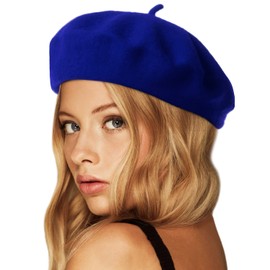 Wheebo Wool Beret Hat,Solid Color French Style Winter Warm Cap for Women Girls Lady -B07L94LQ2B - One Size Sapphire