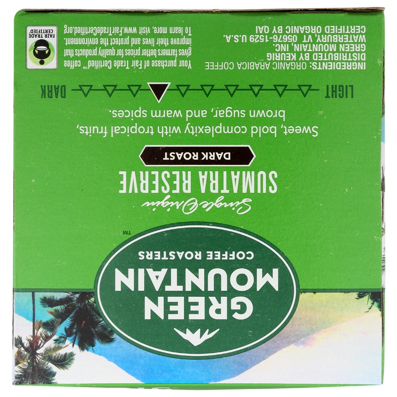 Green Mountain Coffee Organic K-Cup, Sumatran, 12-Count, Packaging may Vary