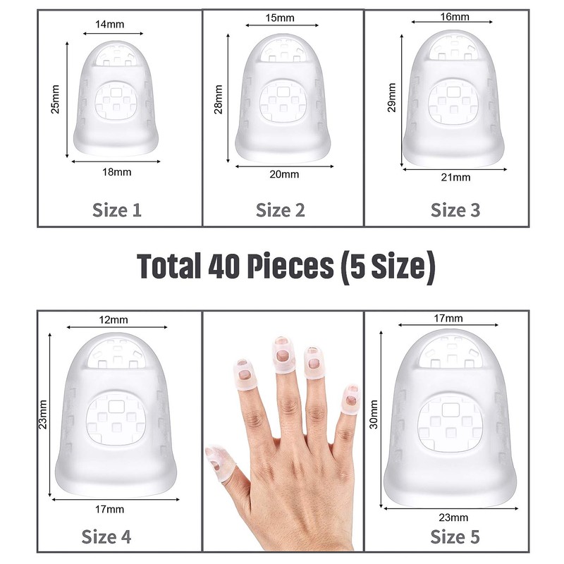 Frienda 40 Pieces Guitar Fingertip Protectors Silicone Finger Guards Anti-slip