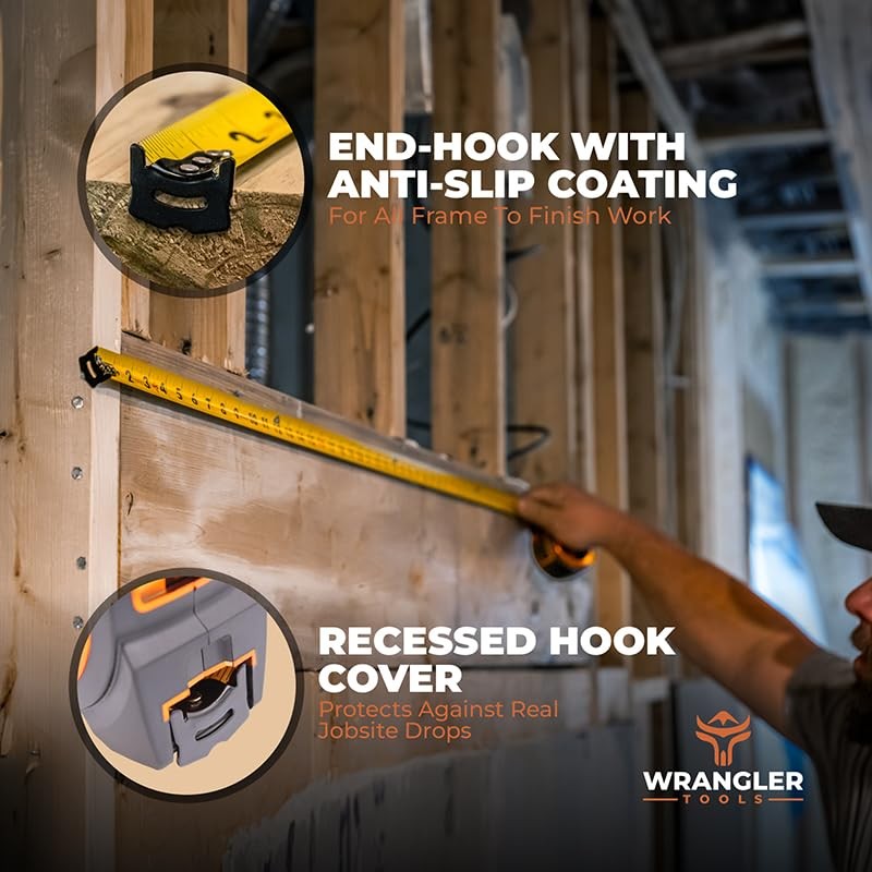 Wrangler Tools 25 FT Tape Measure - Retractable Measuring Tape