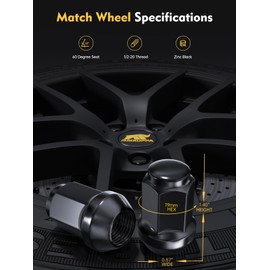 MIKKUPPA 1/2-20 Lug Nuts - Replacement for 1987-2018 Wrangler JK, 2002-2012 Liberty, 1993-2010 Grand Cherokee Aftermarket Wheel - 23pcs Black Closed End Solid Lug Nuts