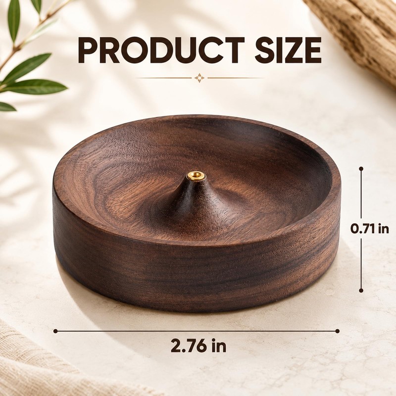 Incense Holder,Walnut Incense Stick Holders,Modern Simple Round Insence