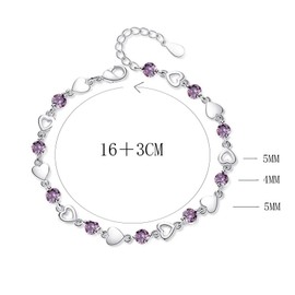 HinDaLi Heart Bracelet 925 Silver for Women Girls Women Adjustable Bracelet Silver Bracelet Women's Silver Bracelet Women's Diamond Crystal Bracelet Jewellery Heart Bracelets Women's Zirconia Bracelet