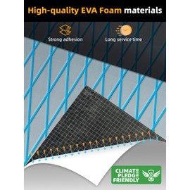 FOCEAN Boat Flooring EVA Foam Boat Decking Marine Mat Non-Slip Self-Adhesive Flooring Sheet for Motorboat Kayak Surfboard Garden Swimming Pools, 75''x 28'', Grey with Blue Lines
