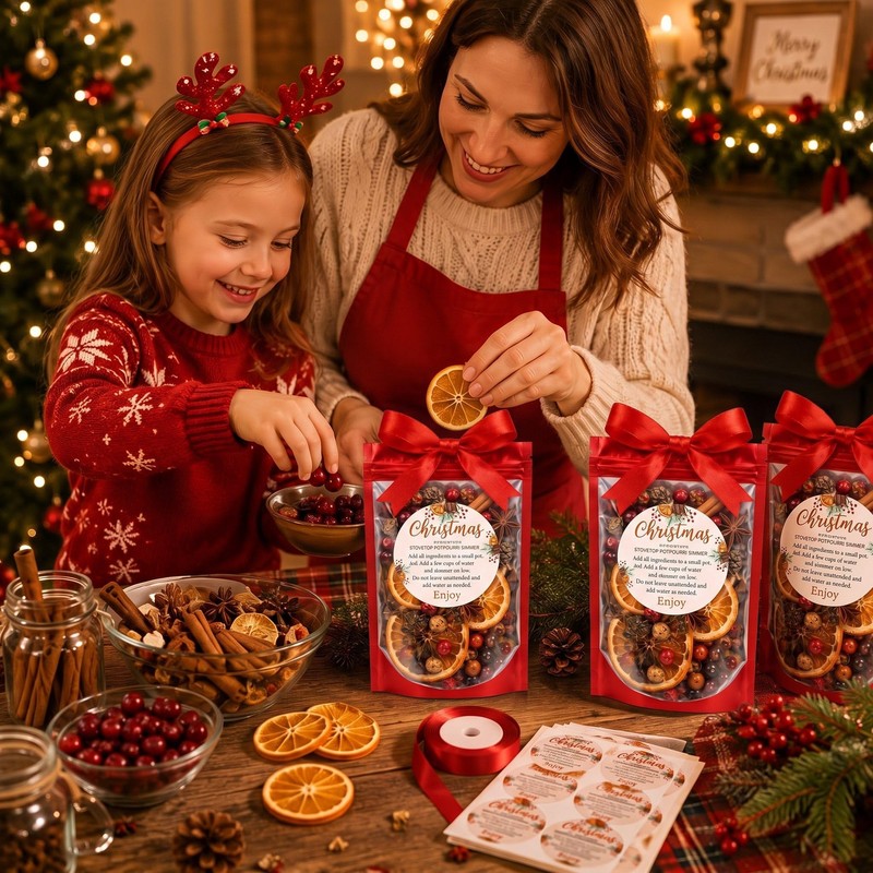 102 Pcs Christmas Stovetop Potpourri Bags Kit, 50 Set Crafts,