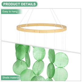 M METERXITY Shell Wind Chime for Outside, Seashell Wind Chime Sea Glass Shell Wind Chime for Outside/Patio/Garden Decor, Handcrafted Wind Chime [Green]
