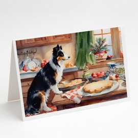 Caroline's Treasures DAC3740GCA7P Border Collie Christmas Cookies Greeting Cards Pack of 8 Blank Cards with Envelopes Whimsical A7 Size 5x7 Blank Note Cards
