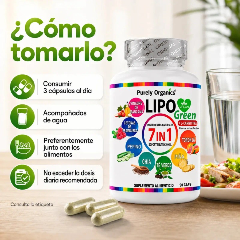 Lipo Green Carnitina Vinagre Manzana Cetonas Frambuesa Verde Chía Piña