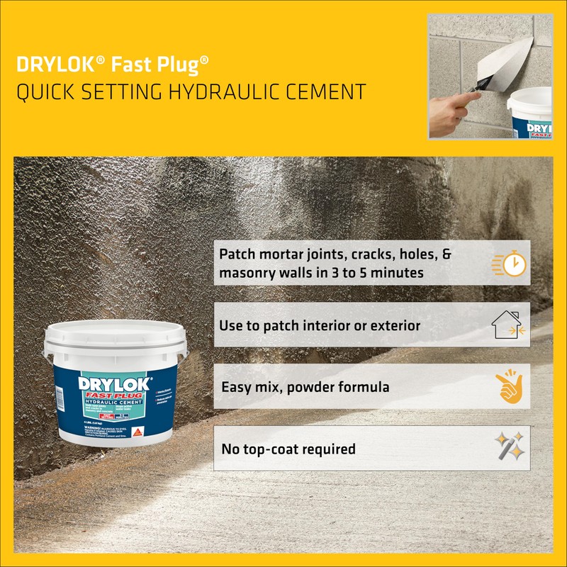 UGL DRYLOK Fast Plug Hydraulic Cement, 4 lb – Stops