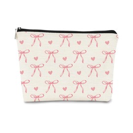 BARPERY Pink Coquette Bow Aesthetic Makeup Cosmetic Bag, Cute Makeup Bag, Trendy Preppy Makeup Bag, Preppy Stuff, Coquette Stuff, Preppy Gifts, Cute Makeup Pouch