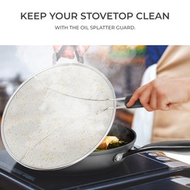 Frying Pan Nonstick - 10" Non Stick Frying Pan with Lid Splatter Screen - Lightweight Aluminum Fry Pan Skillet Includes Spatula - 2" Deep Egg Pan, PFAS-Free and PFOA Free, Dishwasher Safe, Oven Safe