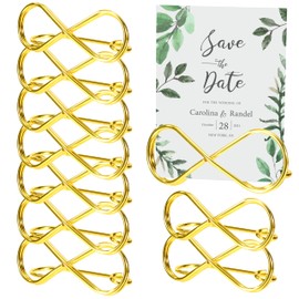 Place Card Holder Golden Pack of 10 Table Number Holders Metal Wedding Infinity Seating Labels Message Clip Card Holder Photo Picture Cards Display Stand Restaurant Party Decoration