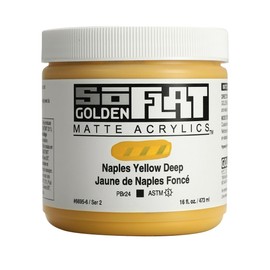 SoFlat Matte Acrylics by GOLDEN, Naples Yellow Deep, 16 fl. oz. Jar, Professional Acrylic Paint, Opaque