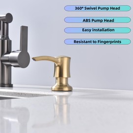 Rzoeox Deck Mounted Kitchen Soap Dispenser Brushed Gold Built in Soap Dispenser for Kitchen Sink Lotion Dispenser for Kitchen Modern Commercial