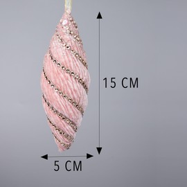 3Pcs Baby Pink Nut Bauble 15cm - Christmas Tree Hanging Decorations Festive Decorative Ornaments Fairy Tale Themed Xmas Tree Pendant