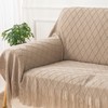 battilo Knit - Manta Decorativa con patrón de Diamante, Beige,