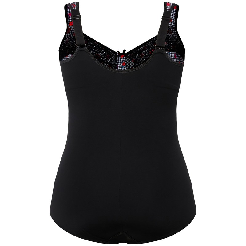 Ulla Popken Ladies Plus Size Plus Size Shaping Bodysuit Houndstooth