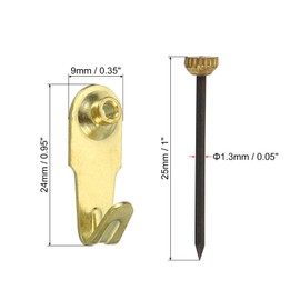 PATIKIL 20 Lbs Picture Hangers, 10 Set Photo Wall Hanging Hooks Nails Hardware Wall Pins Picture Hanging Kit on Wood Drywall for Home Decorating, Gold