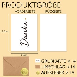 Sugeru Set of 14 Thank You Cards - Includes Envelopes and Stickers - Thank You Card for Expressing Gratitude - A Thank You Card for Colleagues, Family, Friends and Teachers (Ⅱ)