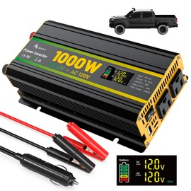 ALEOPIX 1000W Power Inverter 12V to 110V for Vehicles/Truck/Car/Laptop, 1000 Watt Car Power Inverter with Cigarette Lighter/LED Display/100A Battery Cables/2 AC Outlets/2 USB Port, Surge 2000W Car Inverter