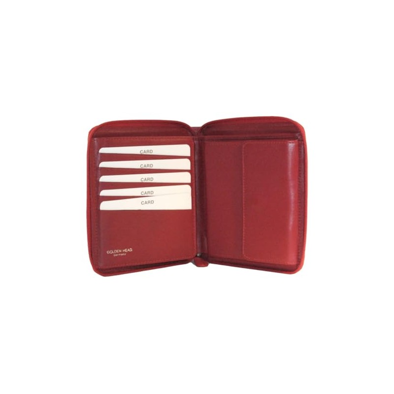 Golden Head Polo RFID Protect Zipped Billfold Coin Wallet Red,
