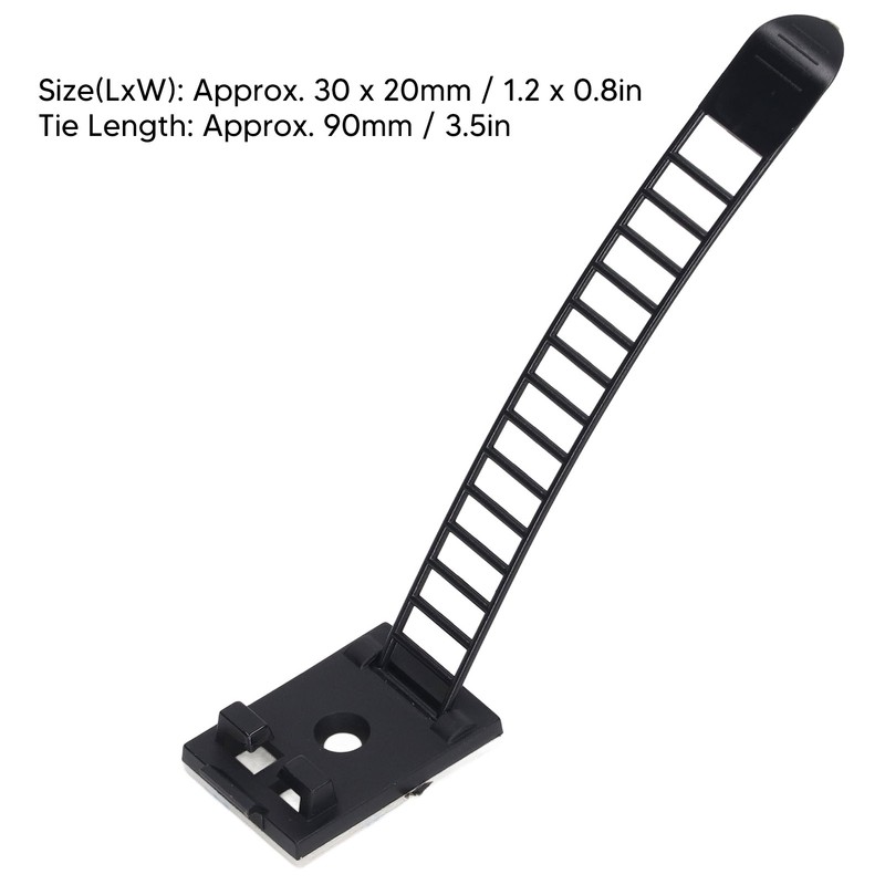 100Pcs Adhesive Cable Management Clips Adjustable Nylon Strap Ties Wire