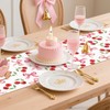 Cherry Pattern Table Runner, Red White Design with Bows, Seasonal