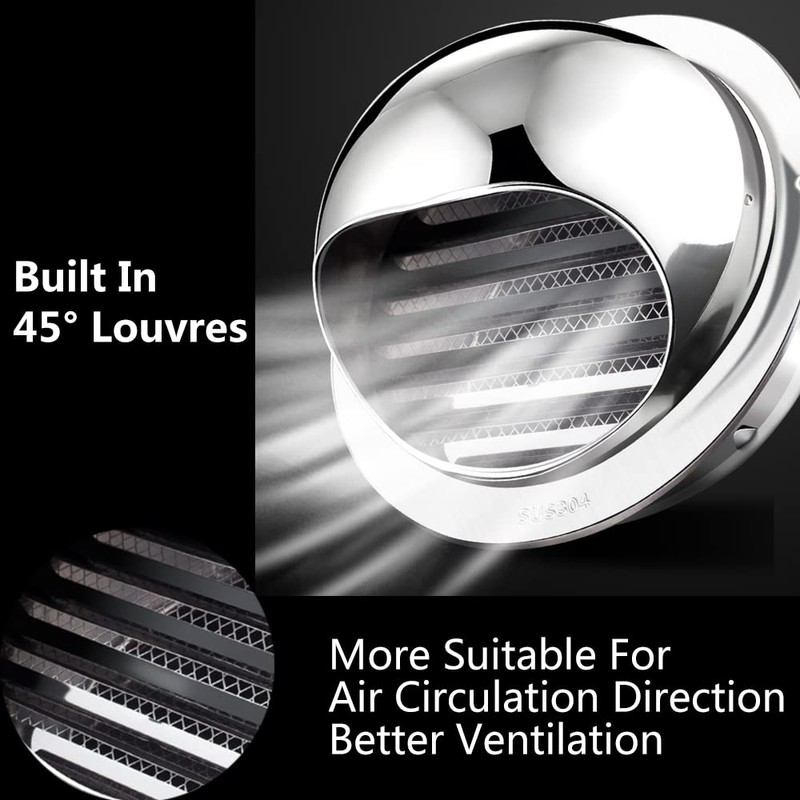 Air Vent Covers for Walls Outside, Stainless Steel Round External