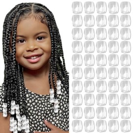 Shimmerz 50 Clear Hair Beads for Braids, Loc Jewellery, Large Beads, Dreadlock Accessories, Sweet Acrylic Pony Beads, Hair Decoration for Girls and Women