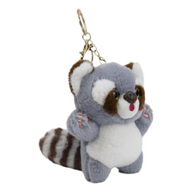WEIGANGFANG Cute Raccoon Plush Keychain - Soft Gray Stuffed Animal Car Accessories, Kawaii Raccoon Key Ring for Women Men Kids Backpack Purse Gift