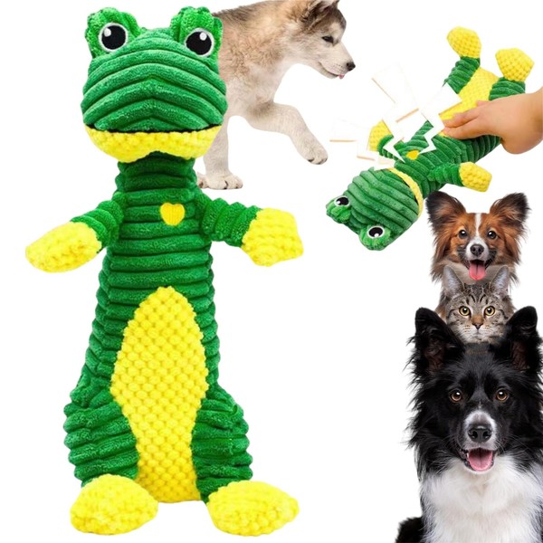 Indestructible Dog Chew Toy,Dogs Toys Indestructible,Squeaky Soft Dog Toys,Interactive Frog